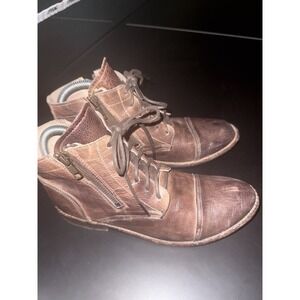Bed Stu Women's Bonnie Brown Leather Zip Up Combat Boots Size 8